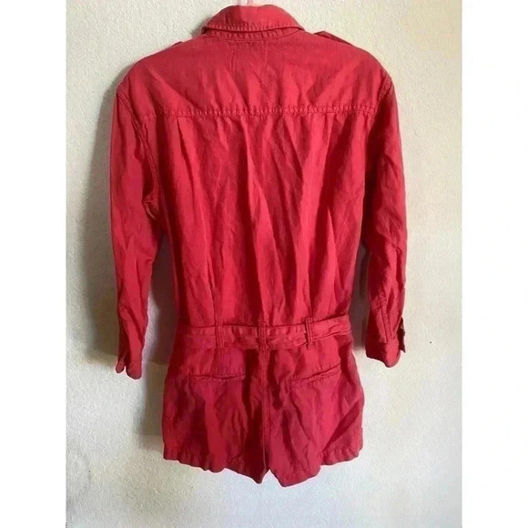 Current Elliott The Kaya Button-Front Long Sleep Utility Waist Tie Romper Size S - Picture 4 of 11